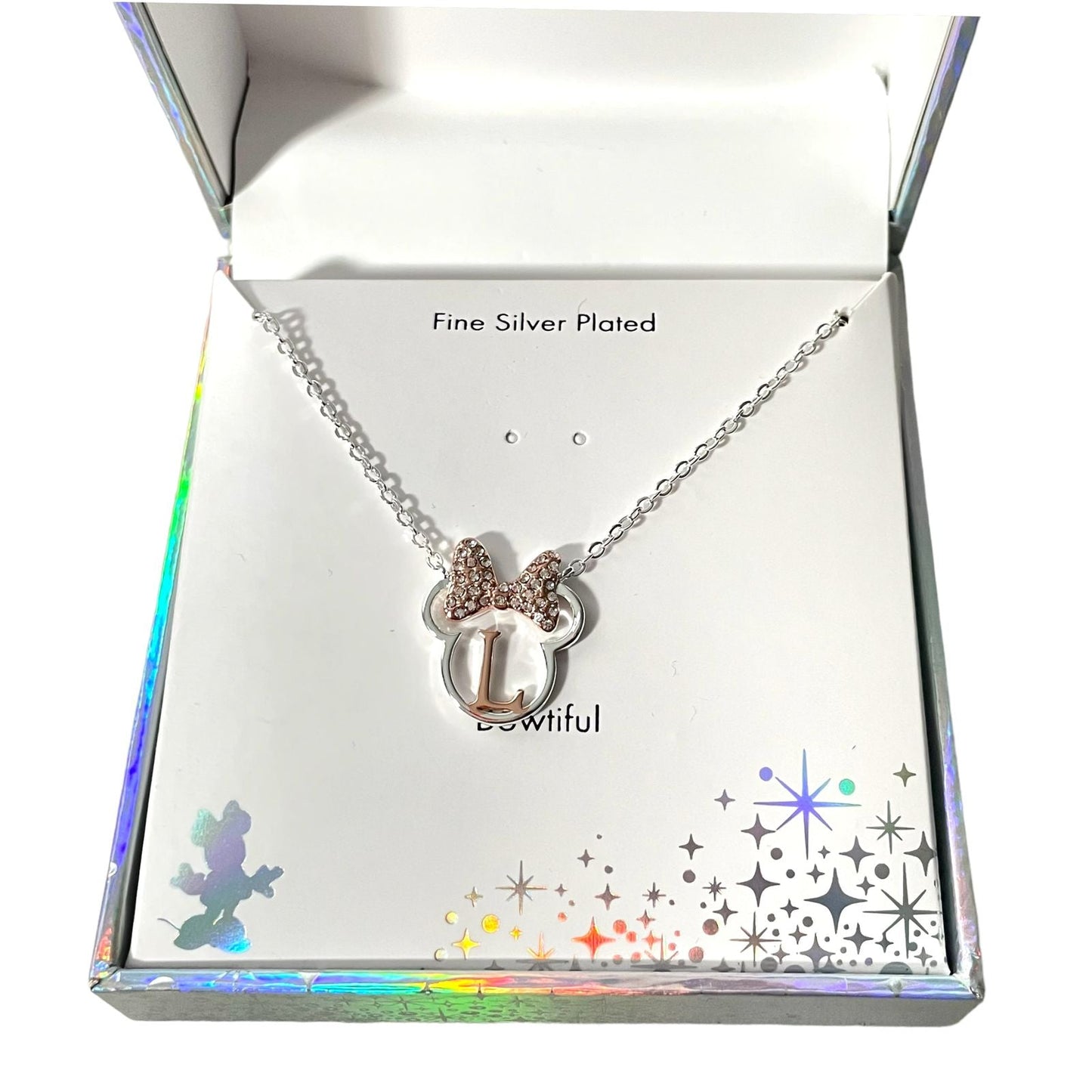 Collar Disney Plateado de Minnie con Inicial